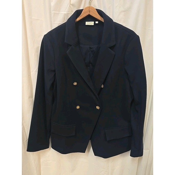 Spartina 449 Athena Blazer Slate Blue L Quiet Luxury Minimalist Cottagecore - Picture 8 of 11